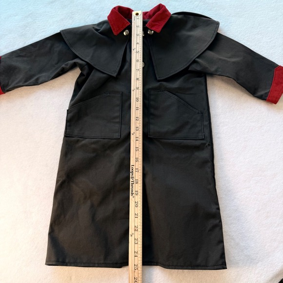 Kids Black Duster Red Corduroy Collar Cuffs Rodeo Western Cowboy Style - Picture 11 of 12